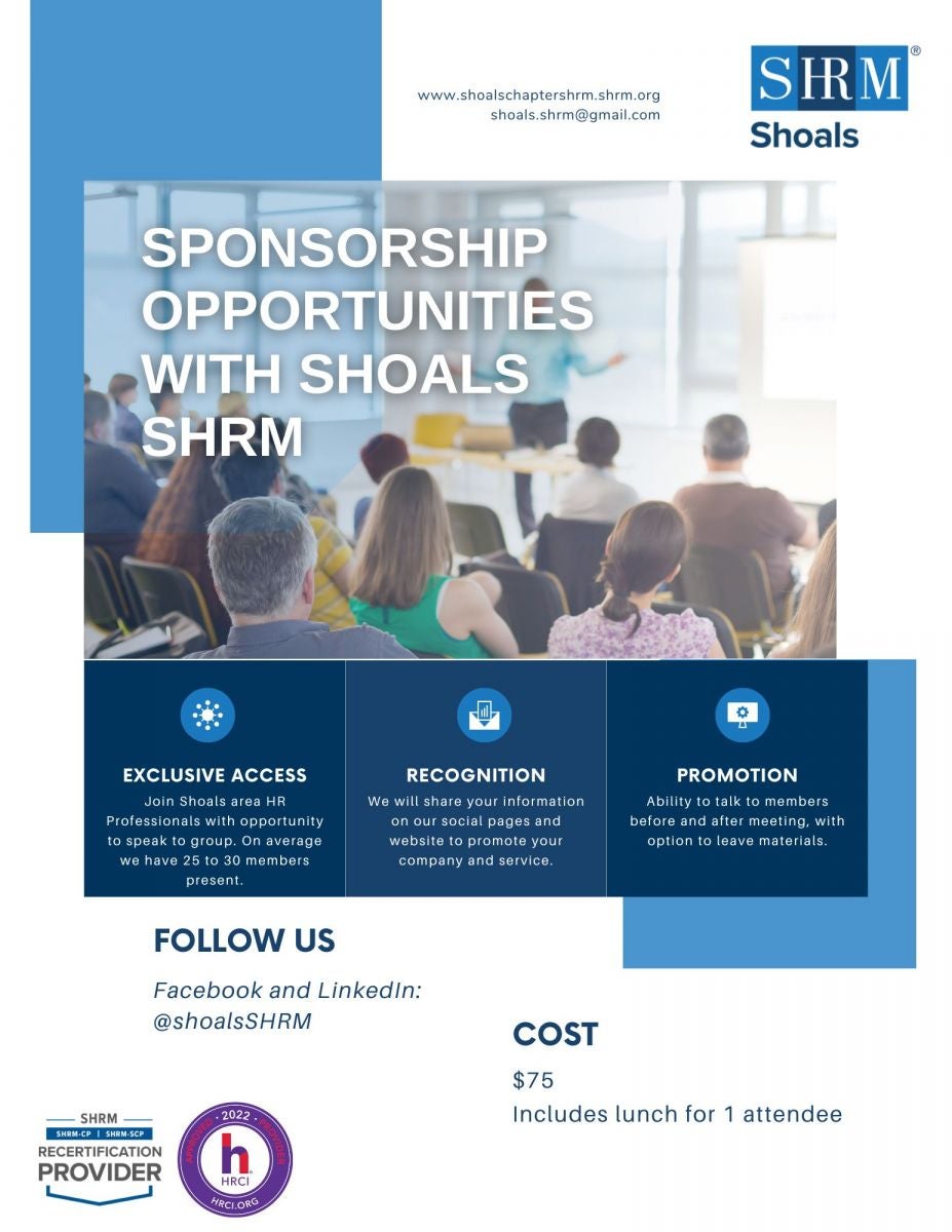 Shoals Chapter SHRM Sponsorship Opportunities flyer